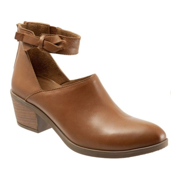 Bueno Carly Cognac Leather Ankle Strap Booties Size 41 - Picture 1 of 6